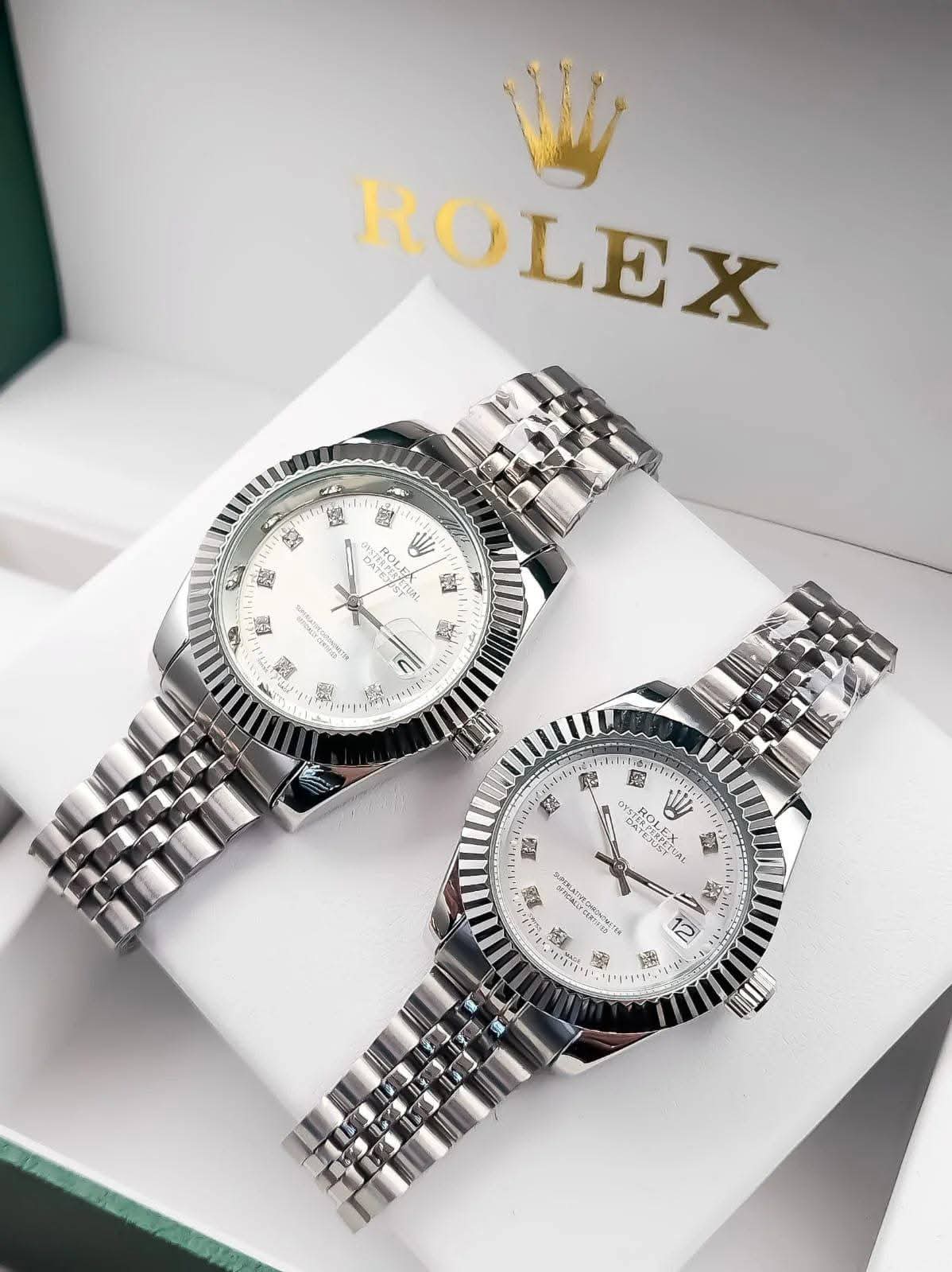 ساعتين Rolex Datejust Couple لون سيلفر ميناء سيلفر