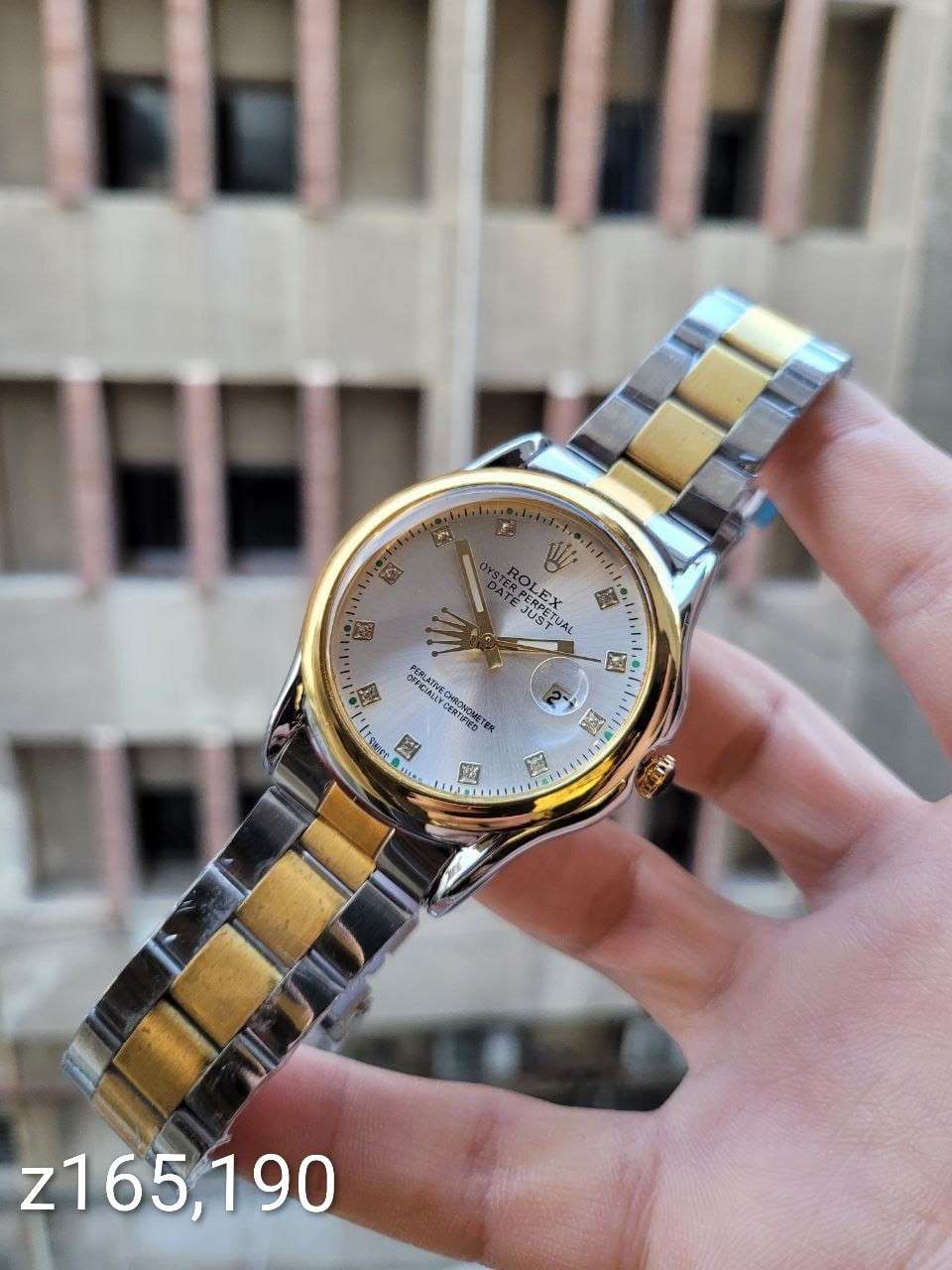 ساعة Rolex Metal watch-Logo Hands Design -اوستيك مطعم في ابيض-مطعم في اسود