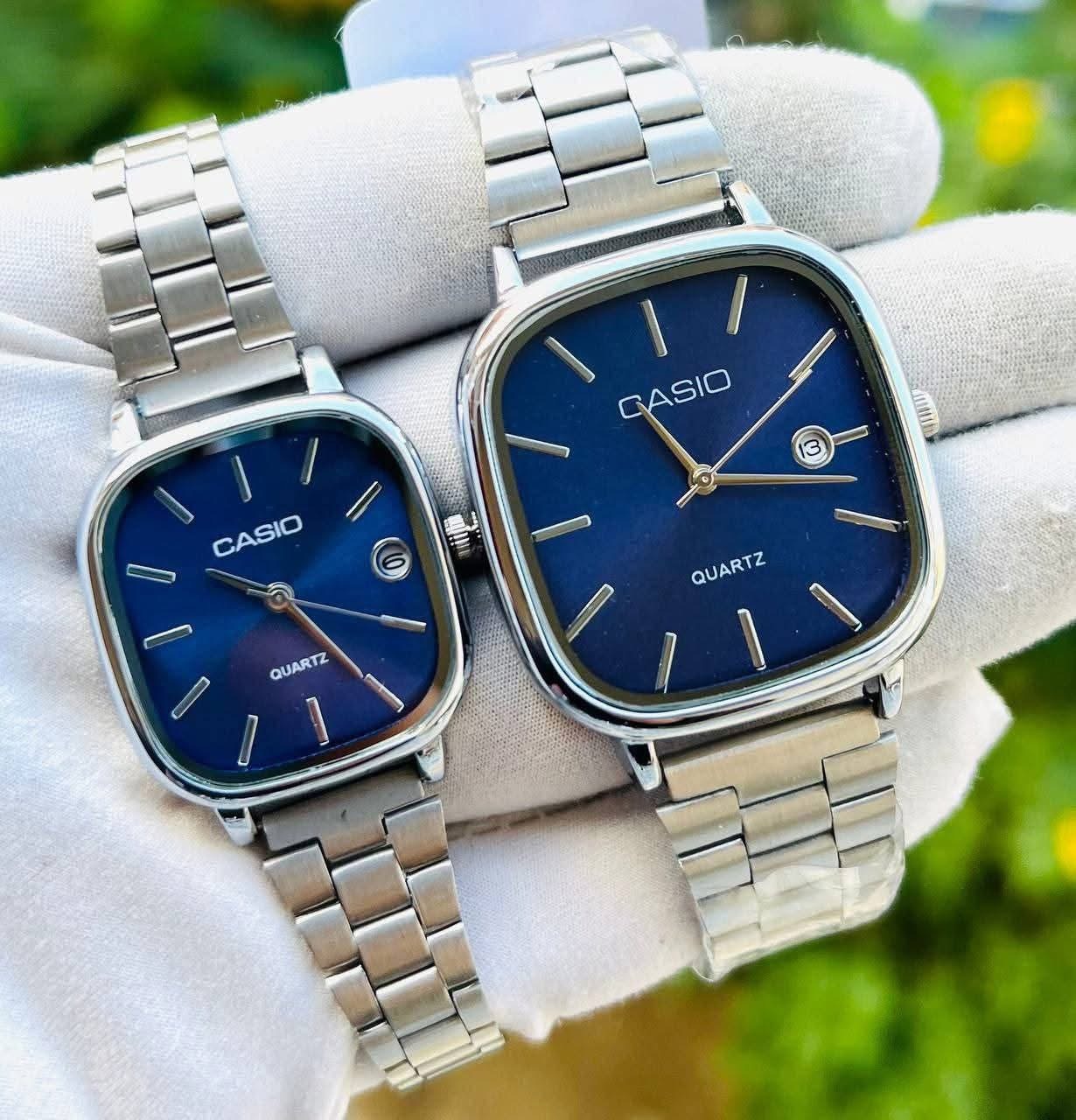 ساعتين Casio old Money Couple اوستيك سليفر مينا ازرق