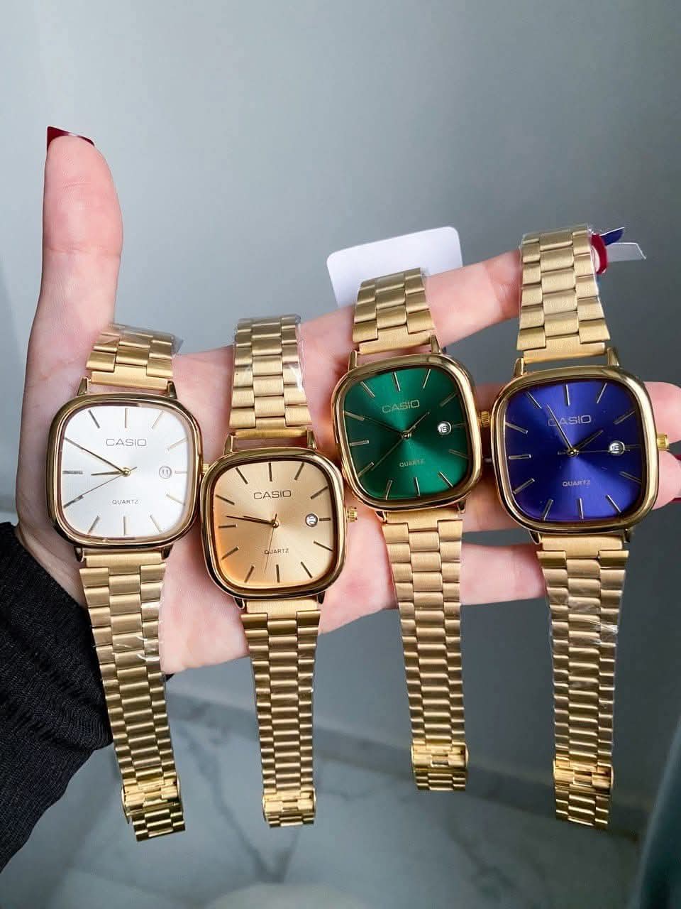 ساعة Casio Old Money نسائي جولد ميناء ابيض_اسود_ازرق_اخضر_جولد