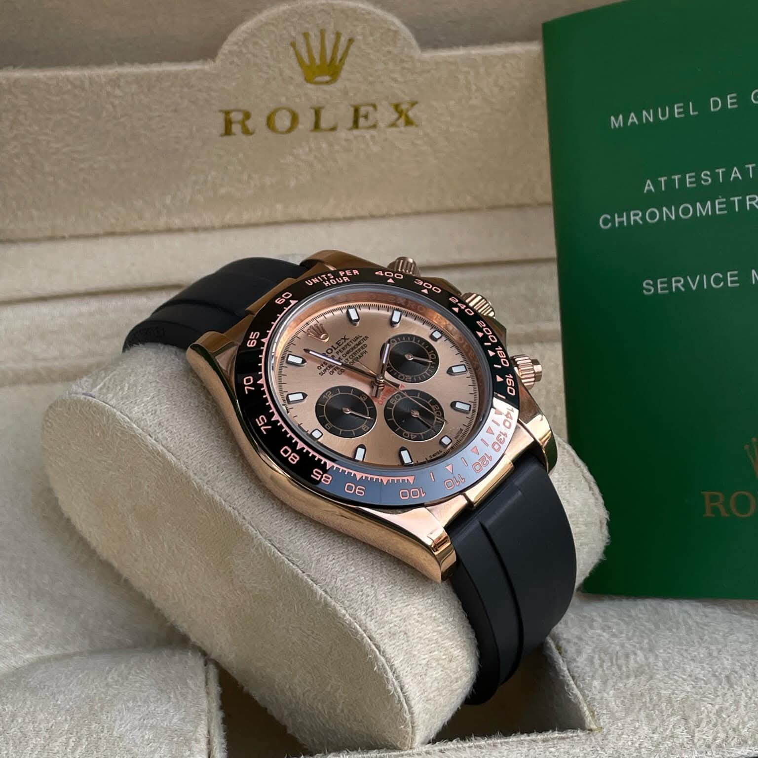 ساعة Rolex Daytona Rubber Strap عدادات شغالة ميناء سيلفر