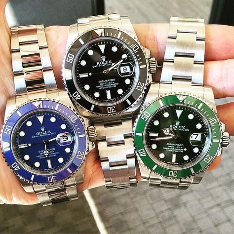 ساعة Rolex Submariner سيلفر ميناء اسود _ازرق_اخضر